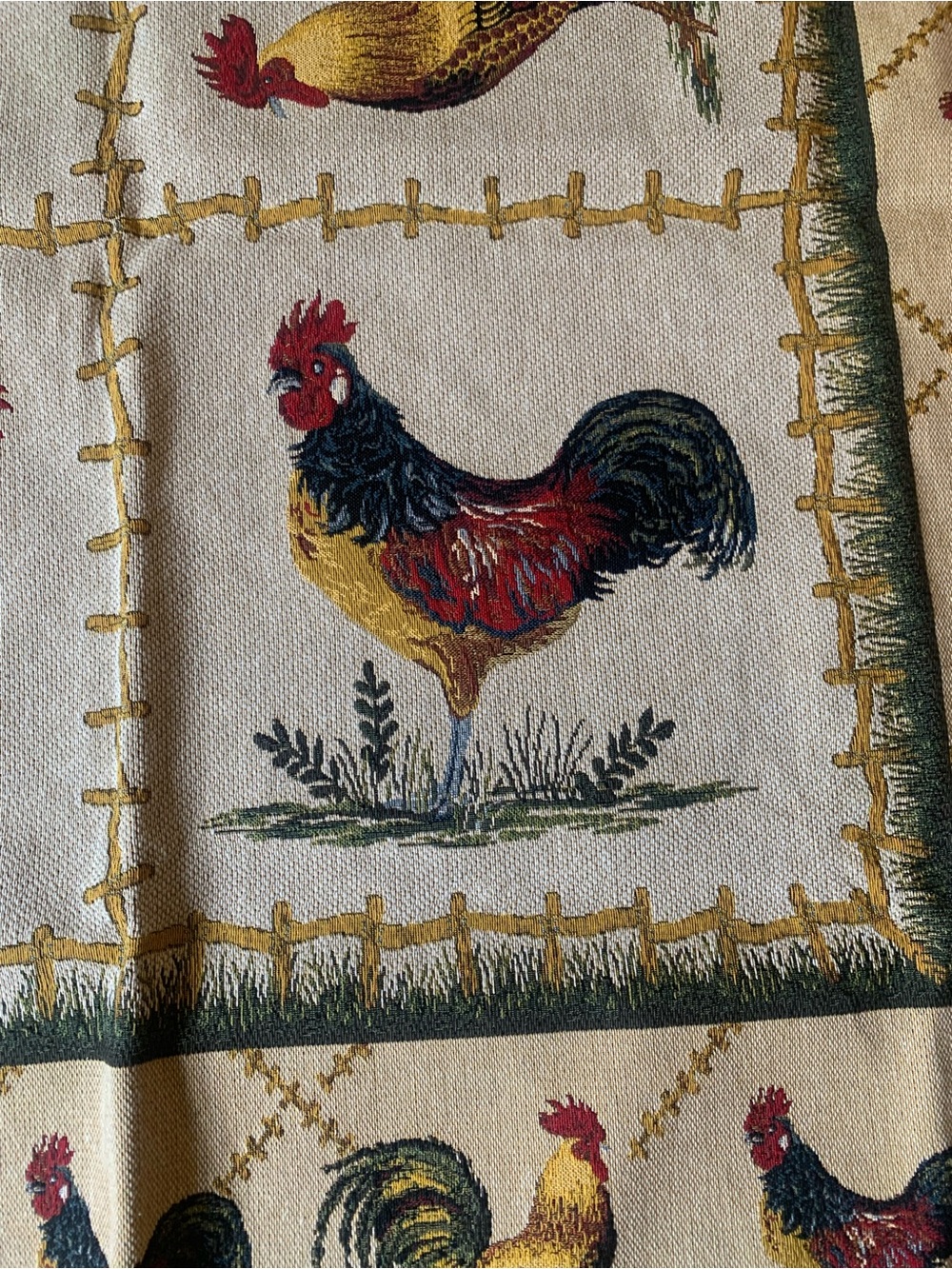 Flemish Tapestry-Rooster Print-Made in France